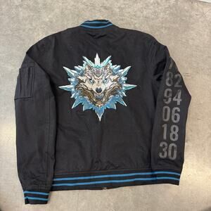 Vintage Y2K Bibi Sama Chinese Zodiac Dog Bomber Black Longsleeve Jacket M L